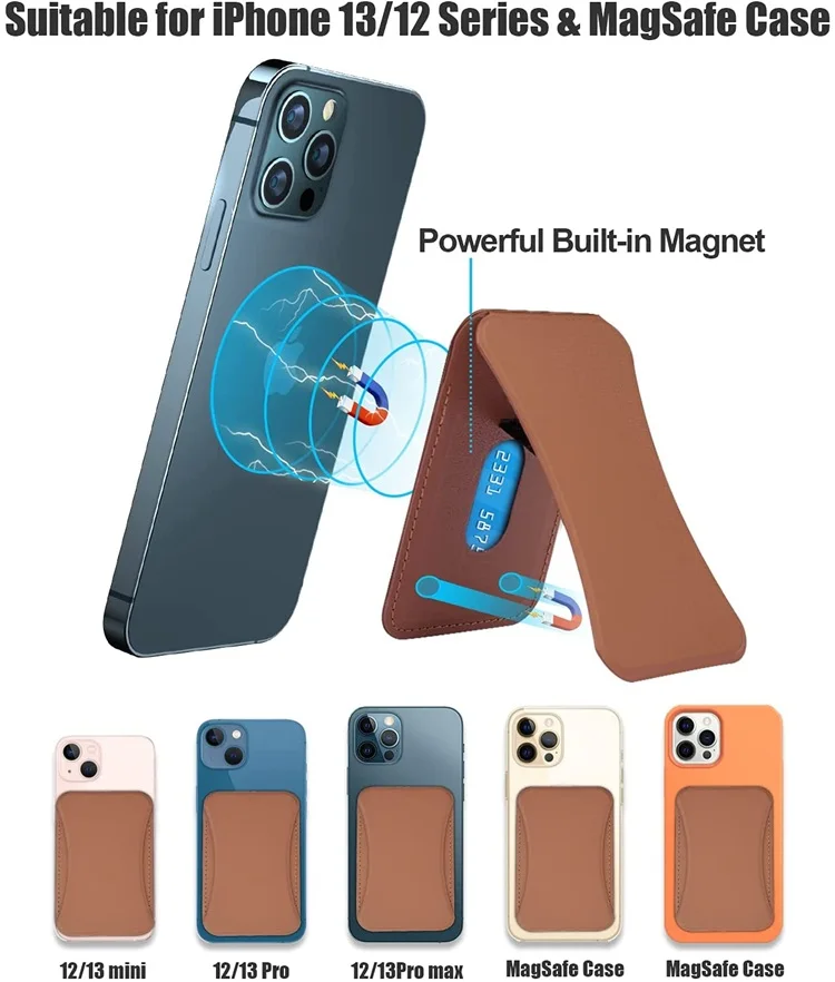 Hafoko Detachable Leather Apple Card Holder Cell Phone Magsaf