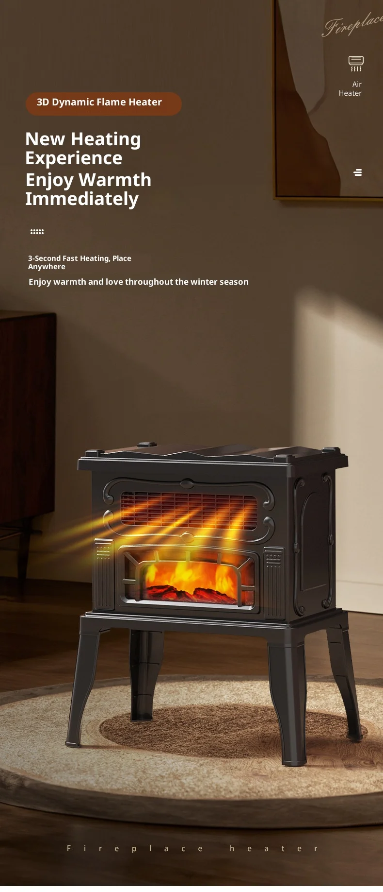 Fireplace, 2000 W, Plastic - detail 8