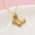 18k Gold Fashion Butterfly Design Pure 18K Gold Natural Daimond Pendant Necklace