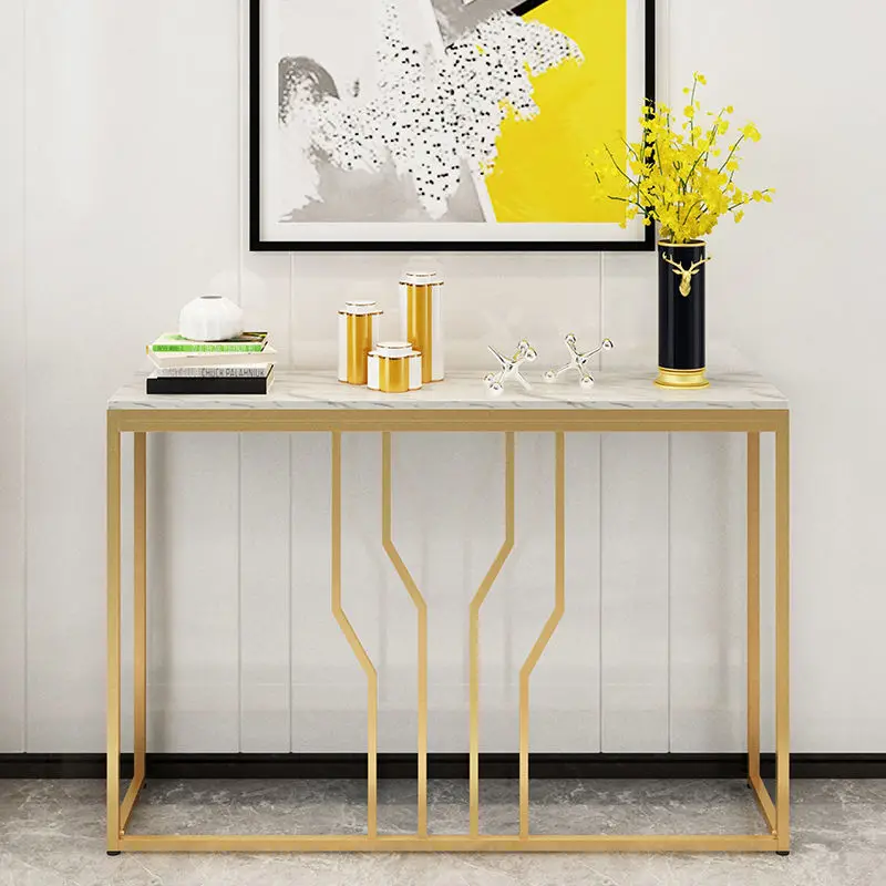Luxury gold Marble Top Stainless Steel console tables oro e bianca Hotel Furniture console tables