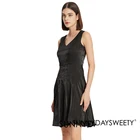 2022 S/S V-neck Line Sleeveless Temperament Waist Black Formal Tight Vest Dress In Women