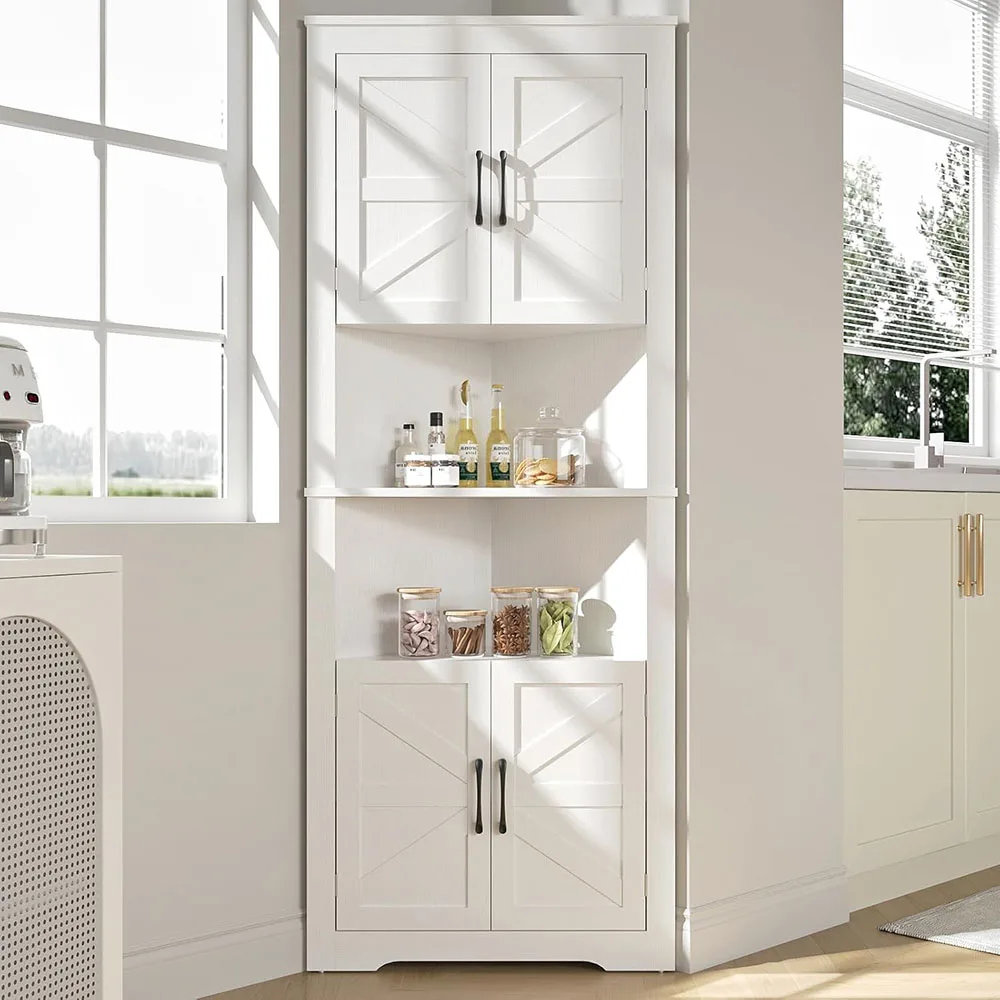 Modern Oak Wood Corner Cabinet 5 Shelves Bathroom Kitchen Living Room Space Saver Organizer factory