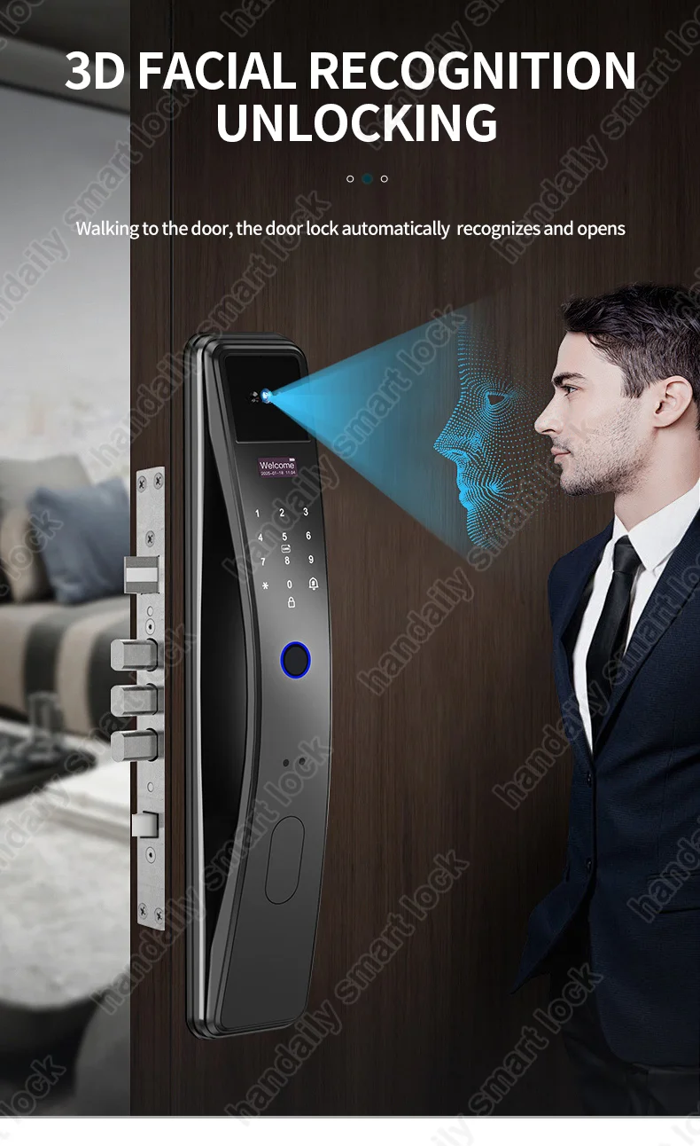 electric digital biometricfingerprint lock wifi door tuya keyless door lock with 3d face recognition access smart door lock k36-2