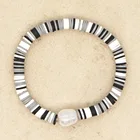 Boho Multi Color Polymer Clay Beaded Bracelet With Nature Pearl