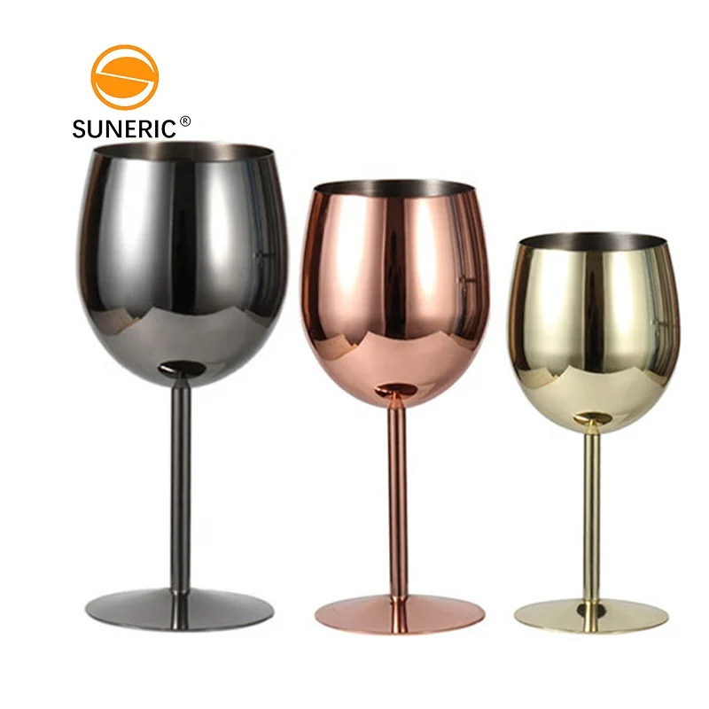 Stainless Steel Red Wine Glass Cup Shatterproof Champagne Cocktail Goblet Copper 