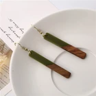 Earrings Earrings Personality Long Geometric Earrings Rectangle Wooden Leather Combination Earrings