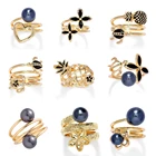 Jewelry Hawaiian Ring SophiaXuan Charms Pearl Ring Gold Plated Rhinestone Flower Women Hawaiian Jewelry Ring
