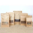 Bottom Paper Biodegradable Flat Bottom Kraft Paper Zipper Window Pouch