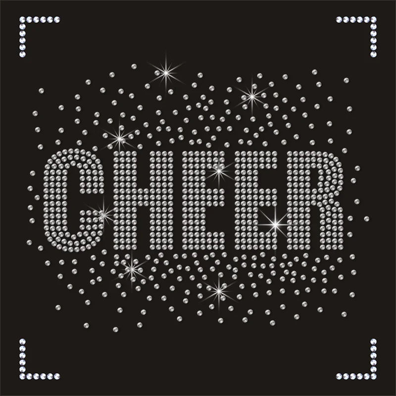 Cheer Letters Uniform Patches with Glitter Rhinestones Custom Garment Bag for Sportswear or Costumes