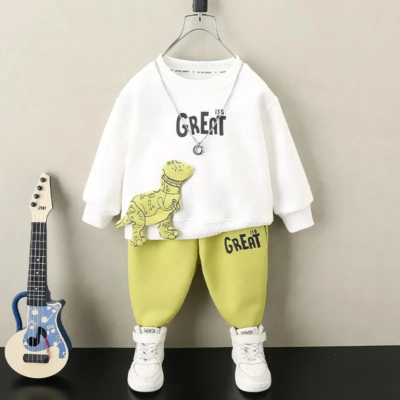 Wholesale high quality 2024 spring new Korean children's sportswear boys pullover sweater two-piece set