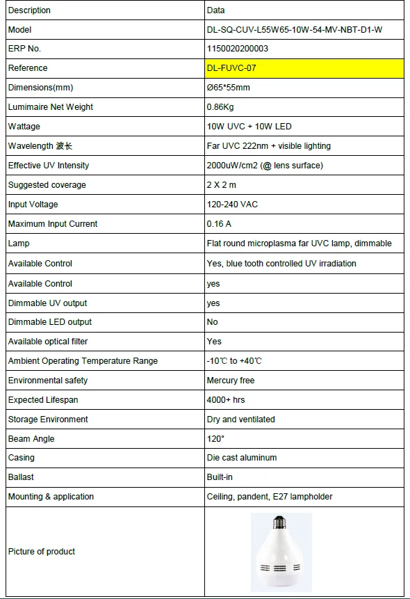 10W 222nm Portable Table Top Sanitizer Ultraviolet Lamps for Indoor Use UV Light Portable 222 nm Led UVC Curing Table Lamp supplier