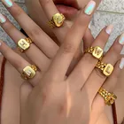Ring Letter Letter Trendy Ring 18k Gold Filled 3A Zircon A-Z Letter Ring Initial Adjustable Ring