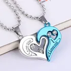 Heart Heart Bestfriend A Pair Of Heart-Shaped Diamond Peach Initial Heart Pendant Couple Magnetic Necklace