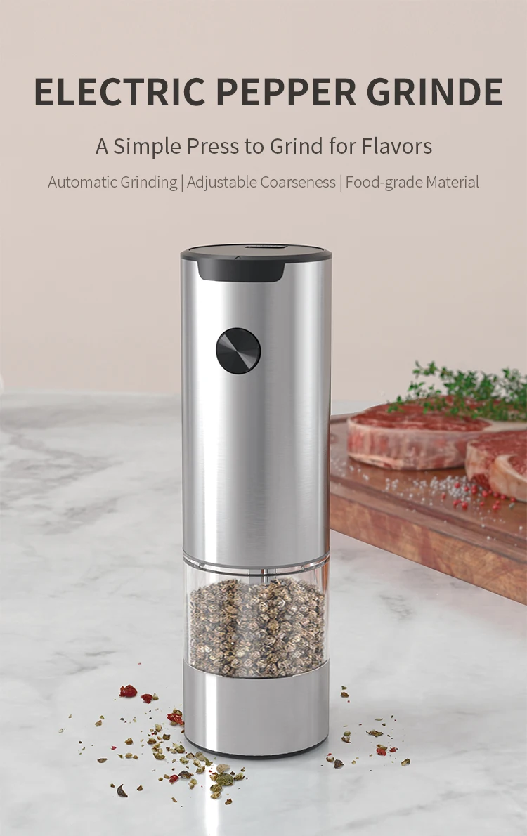 70ml Stainless Steel Electric Adjustable Salt and Pepper Grinder Set for Spices Use