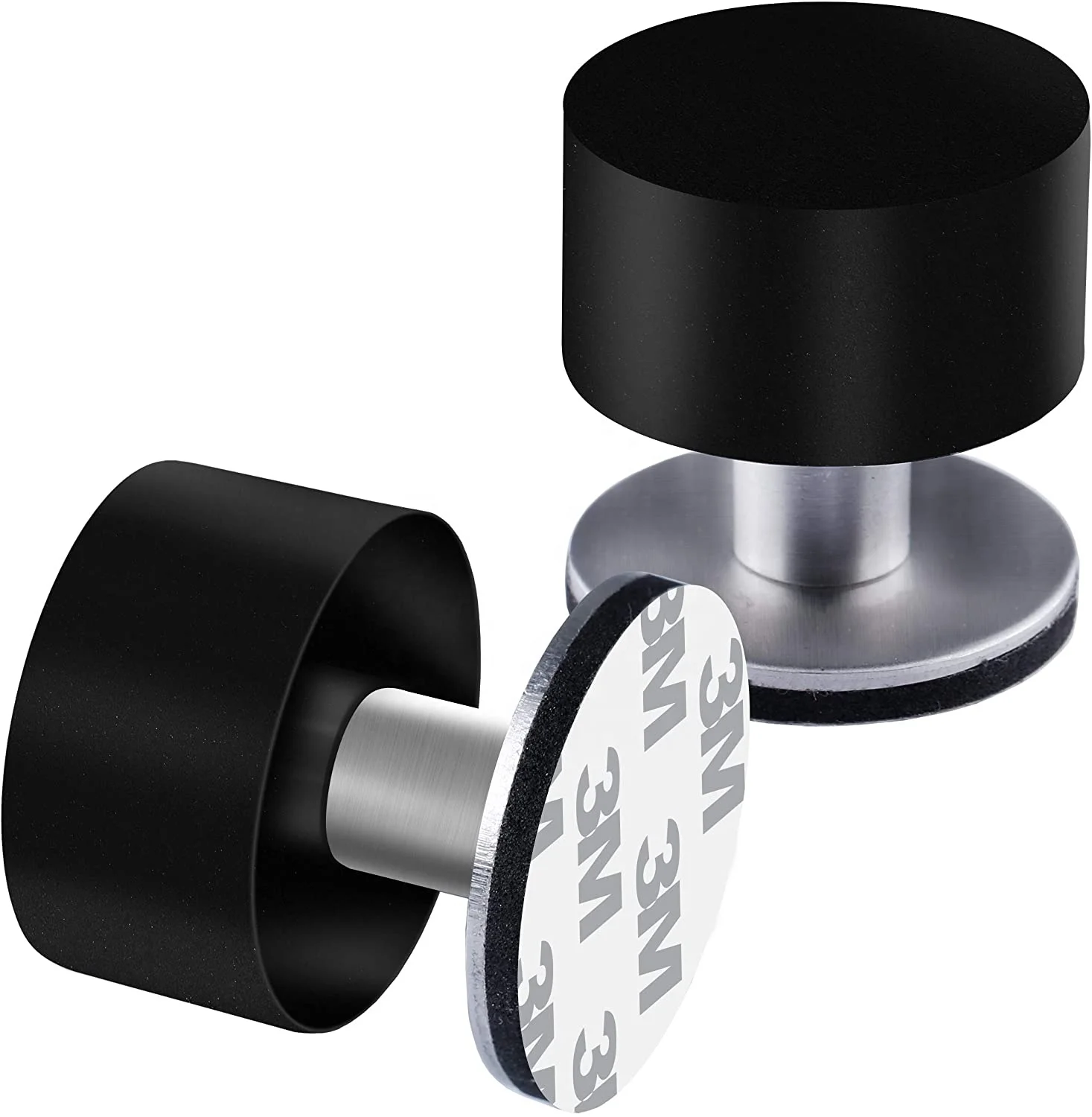 Wholesale Stainless Steel Black Cushion  Rubber Wall Mount Door Stopper with Adhesive Sticker