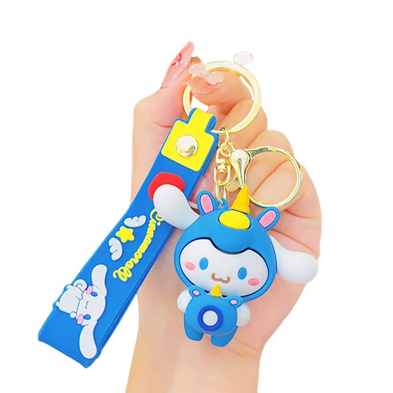 Manufacturer 6 colors Kawaii Cinnamoroll Custom Sanrio 3D Cartoon Anime Bag accessories Rubber keychain