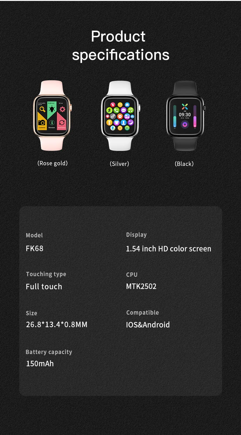 Reloj Inteligente Fk68 Para Hombre Y Mujer,Smartwatch Deportivo Con  Gps,Trayectoria Precisa,Pantalla De 1,54 Pulgadas,Y Responder A Hacer  Llamadas,Música,Nuevo - Buy Reloj Inteligente Fk68,Fk68 Reloj Inteligente,Smartwatch  Fk68 Product on Alibaba.com