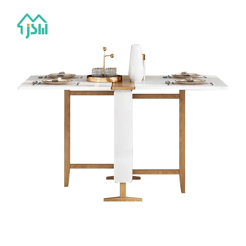 Simple Rectangle Dining Room Sets Furniture Modern Extendable MDF Wooden Table Foldable