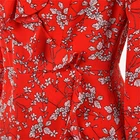 OEM Red Deep V Neck Chiffon Women Casual Dress Flower Floral Print Dress