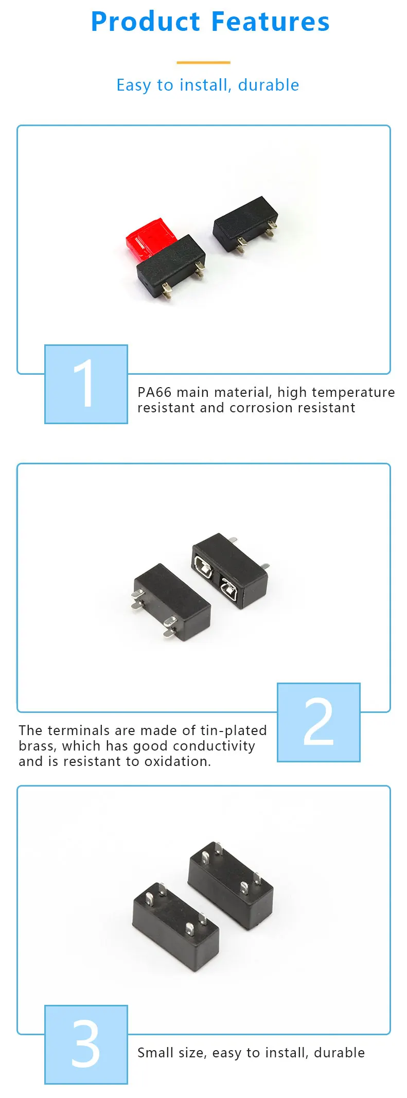 20A Max Current 10 kA Breaking Capacity PCB Mount Blade Fuse Holder for Automotive Applications