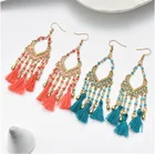 Bead Earrings Cross-border New Hotselling Bohemian Wholesale Handmade Long Tassel Bead Earrings