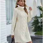 Ladies Chinese Professional Manufacturer Ladies Slim High Neck Loose Knit Dress