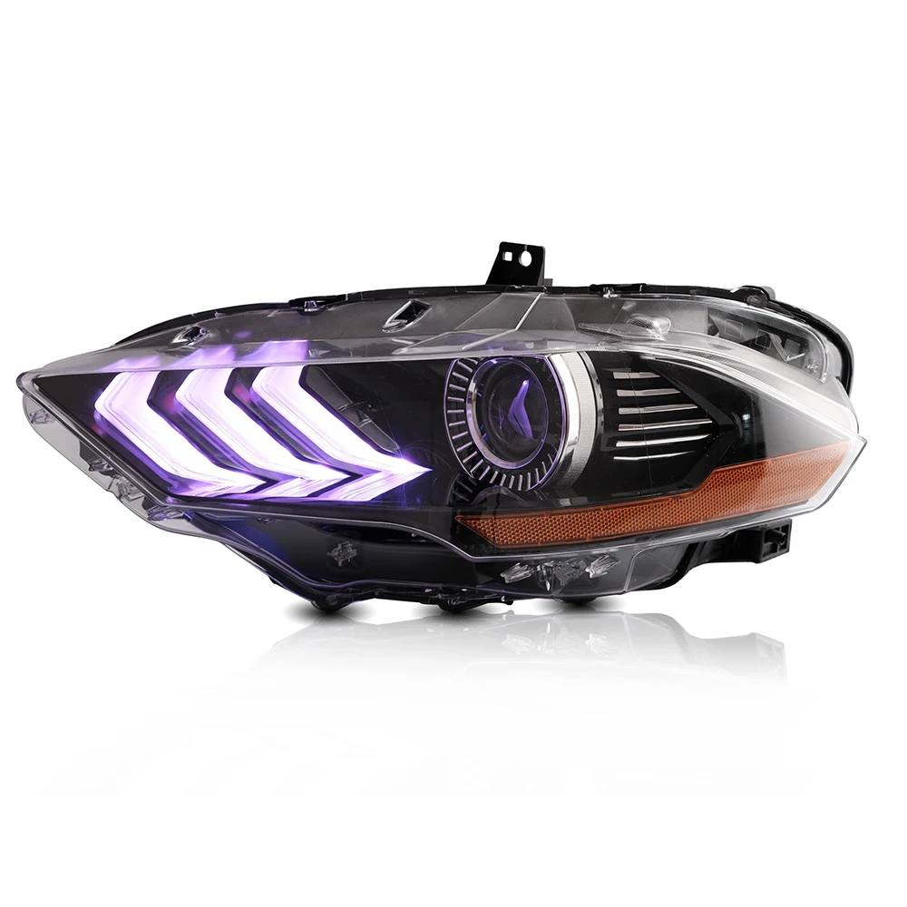 product headlight head light led lens colorful headlights head lamp for ford mustang headlamp headlight 2018 plug and play-7