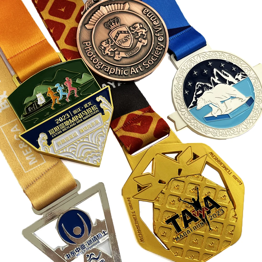 Free Design Custom Marathon Running Finisher Medal Sport Metal Logo Customizable Zinc Alloy with Aluminium Material factory
