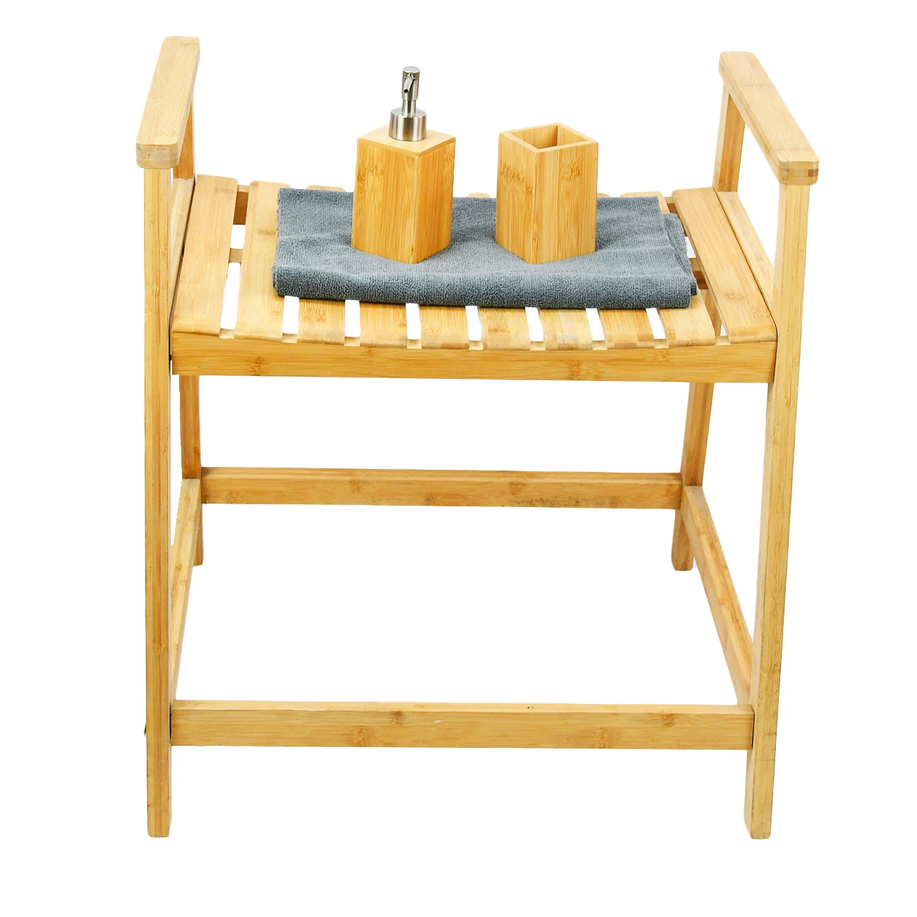 Artificial Corner Transition Meditation Nonslip Wooden Bamboo Shower  Bench For Kitchen Bedroom Bathroom