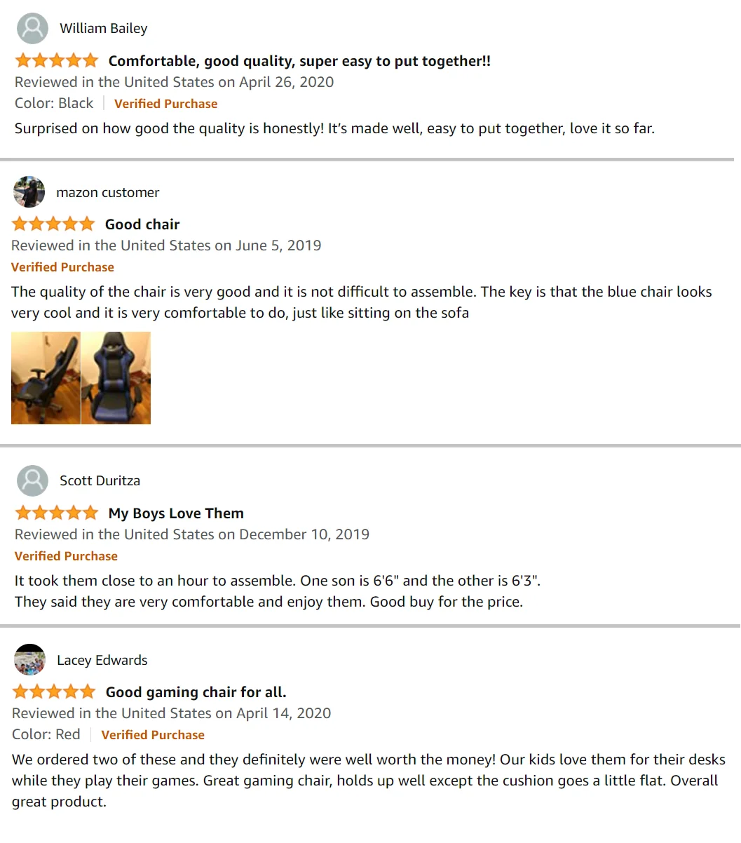 Customers review of Gaming Chairs-Wholesale, Supplier, Manufacturer Gaming Chairs in China