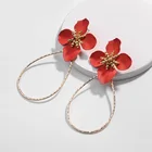 Earrings New Design Hoop Earrings Water Drop Copper Circle Painted Exquisite Flower Female Earrings