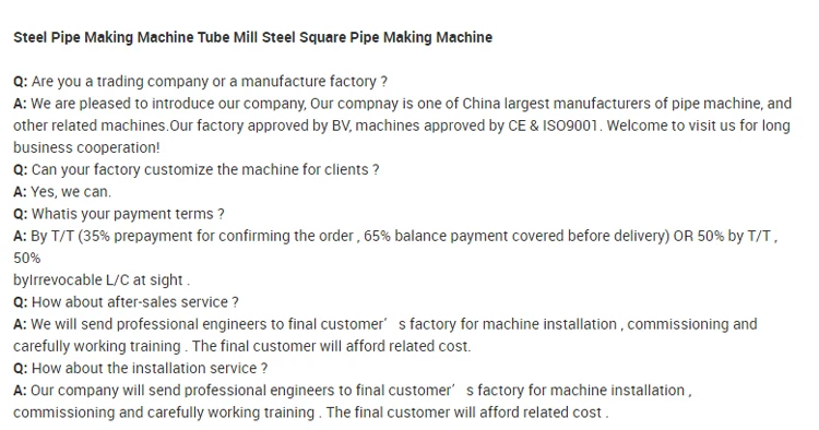 Tube Mill Line Pipe Making Machine Ms Tube Mill Pipe Making Machine In