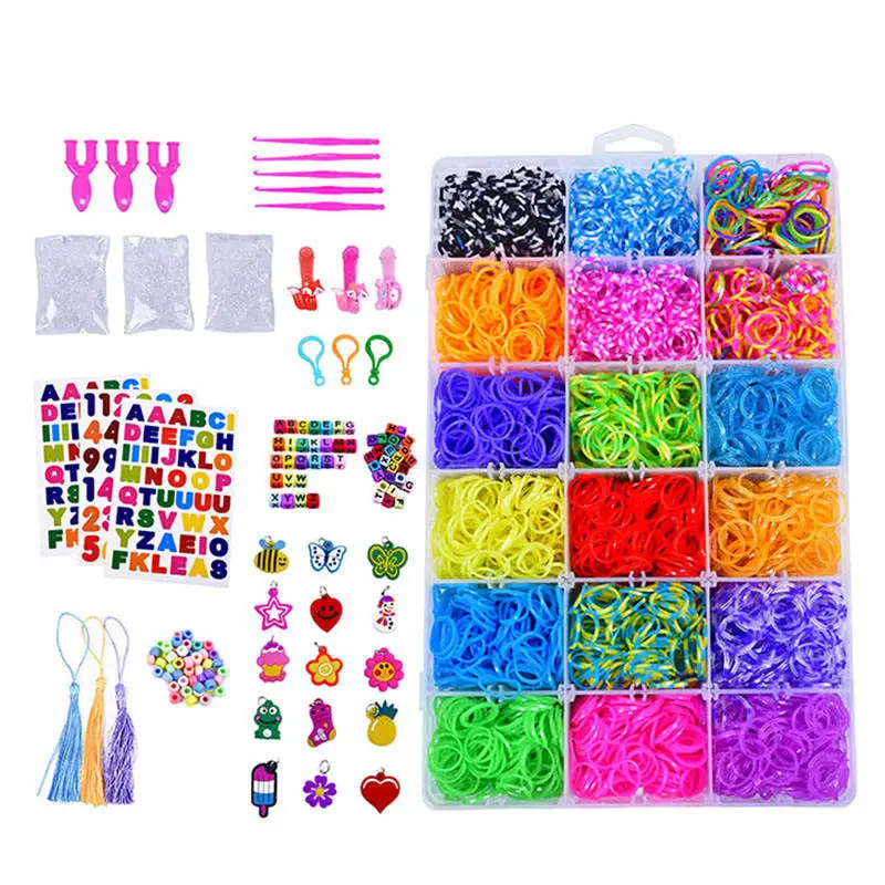 Hot Colored Elastic Band Set Kid's Art Crafts DIY Toys Loom Rubber Bands Kit For Girl Bracelet