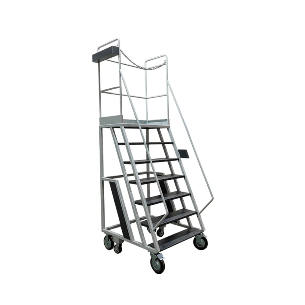 Warehouse Supermarket Step Moveable Stairs Rolling Ladders