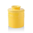 Dish Dishes With Design Wholesale Embossed Logo Butter Crock Round Ceramic Butter Dish With Lid Storage For Butter