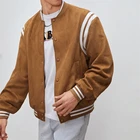 Coat Custom Logo Unisex Letterman Hip Hop Brown Plain Suede Fleece Crop Vintage Winter Casual Men Jacket Coat