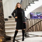 Long Skirt Knitwear Manufacturer Custom Fashion Black Knit Pleated High Waist Elastic Women's Long Skirt