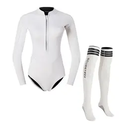 2mm one-piece diving suit women's long-sleeved full-body sunscreen swimsuit long pants model surfing snorkeling jellyfish suit