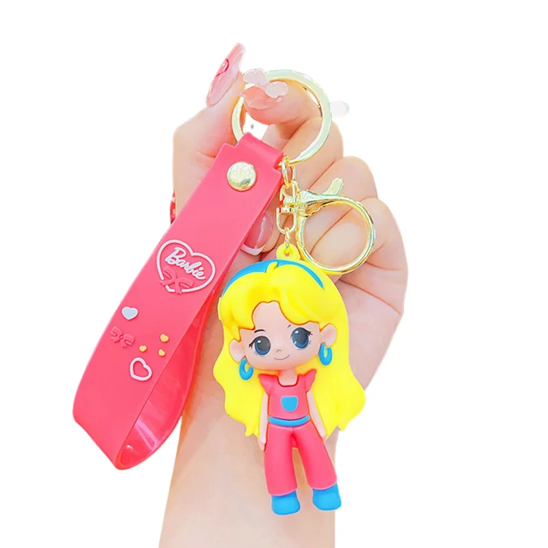 Hot sales 5 colors 3d Custom Dancing girl Cartoon Anime figure Car accessories Plastic key chains