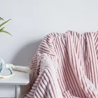 Blanket Autumn/winter Thicken Warm Vertical Stripe Flannel Blanket Solid Color Sherpa Lamb Blanket