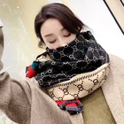 Hot Sale New Letter C Printing Fashion Designer Thermal Scarf Women's Cashmere Tassel Style Shawl Scarf