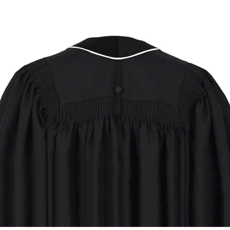Custom Matte Black John Wesley Cross Clergy Robes Choir Robes With Trimming Velvet Panels details