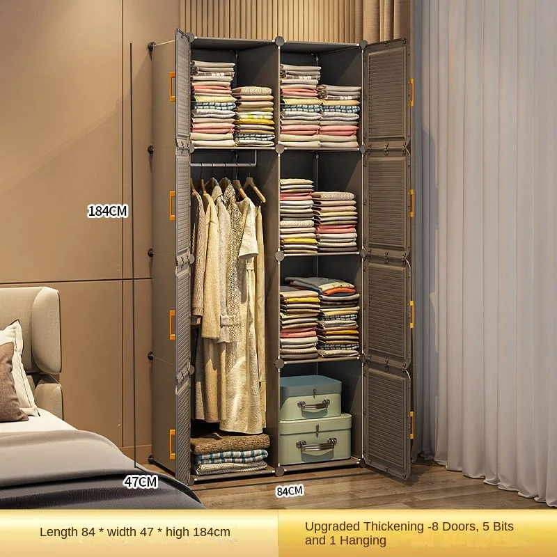 Simple Design of Bedroom Clothing Patchwork Wardrobe Assemble plastic children's storage cabinets with cloth wardrobes