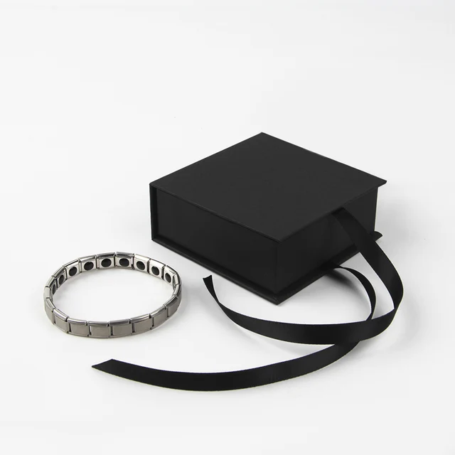 wholesale luxury magnetic box custom black small necklace earring jewellery magnetic gift box with ribbon
