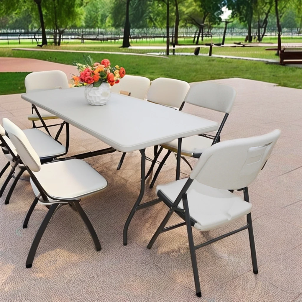 6ft Garden Event Travel Dining Comfort Hotel Events Outdoor Rectangular Folding In Half Tables 180