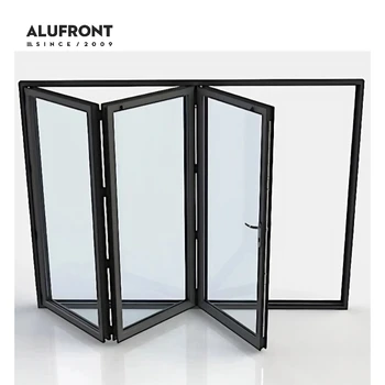 China Manufacturing Outdoor Folding Doors Thermal Insulated Aluminium Double Tempered Glass Patio Bi-Folding Foldable Doors