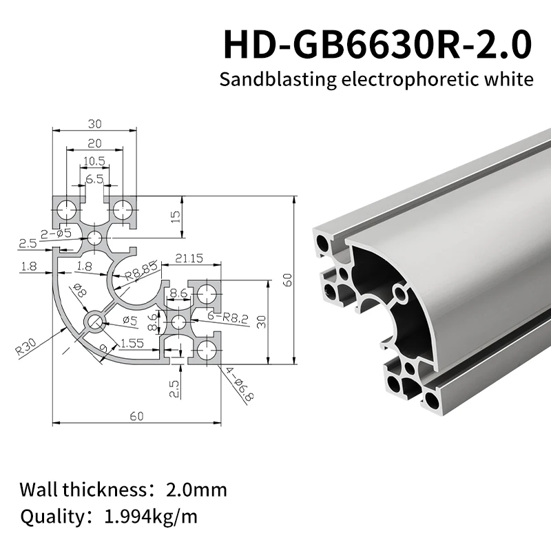 6630R T Slot Aluminium Profile Extrusion Aluminium Profile  Profile for Workbench 3060 Corner Column Aluminum Alloy factory