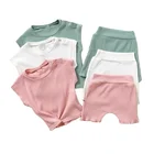 Boys Toddler Kids Baby Girls Boys Solid T-shirt Tops Shorts 2PCS Outfits