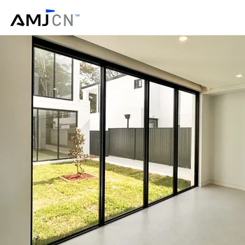 Aluminum Frame Pocket Sliding Glass Door with Fiberglass Screen Netting Graphic Design Solution Capable