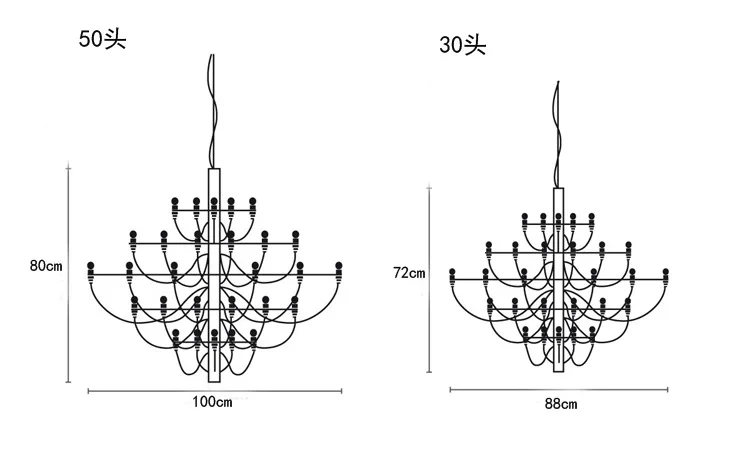 ARTDECOLITE Modern Gold Silver Black 18/30/50 Heads Gino Sarfatti Pendant Lights Summer Fruit Pendant Lamp